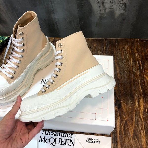 Alexander McQueen Beige Pointed-Toe Stiletto Heels - Angled View