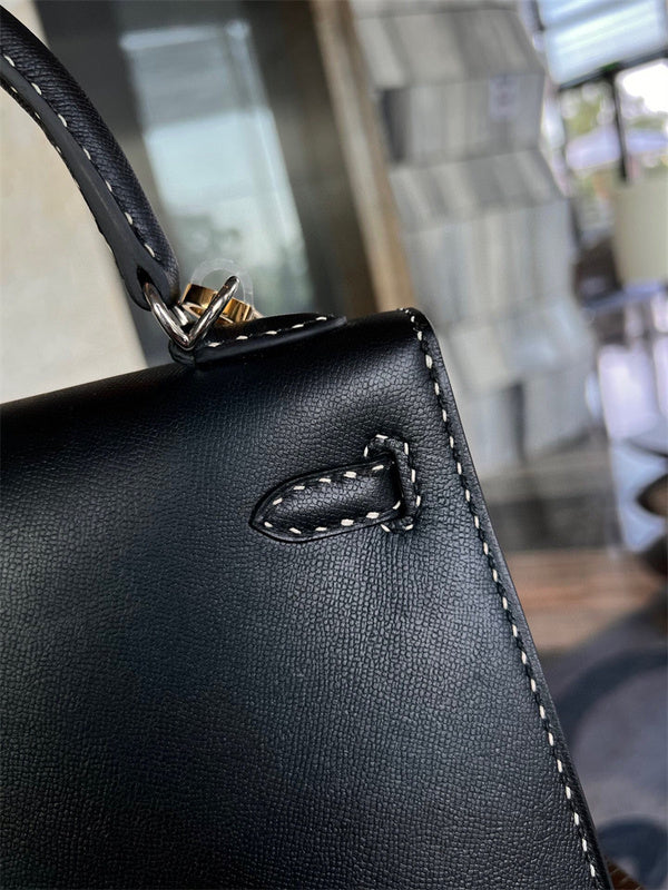 Side view of contemporary structured handbag