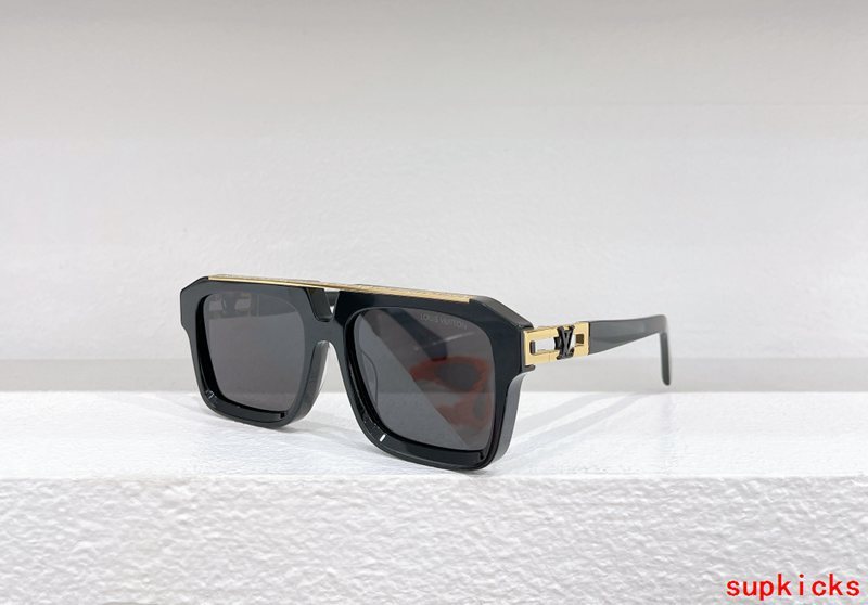 Close-up detail view of Louis Vuitton unisex sunglasses