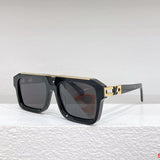 Close-up detail view of Louis Vuitton unisex sunglasses