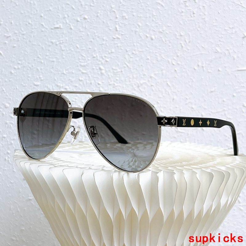Close-up detail view of Louis Vuitton unisex sunglasses
