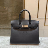 Understated bag shown from front angle