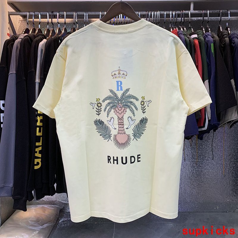 Front view of Rhude luxury clothing with tailored silhouette
