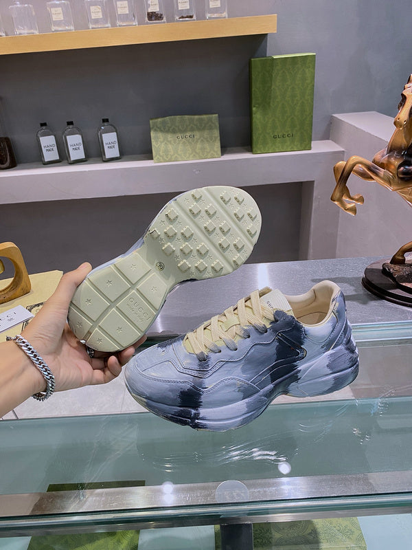Gucci soft grey luxury sneakers view 7 bold athletic profile