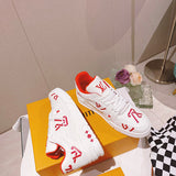 Louis Vuitton Camel Slip-On Sneakers - Angled View