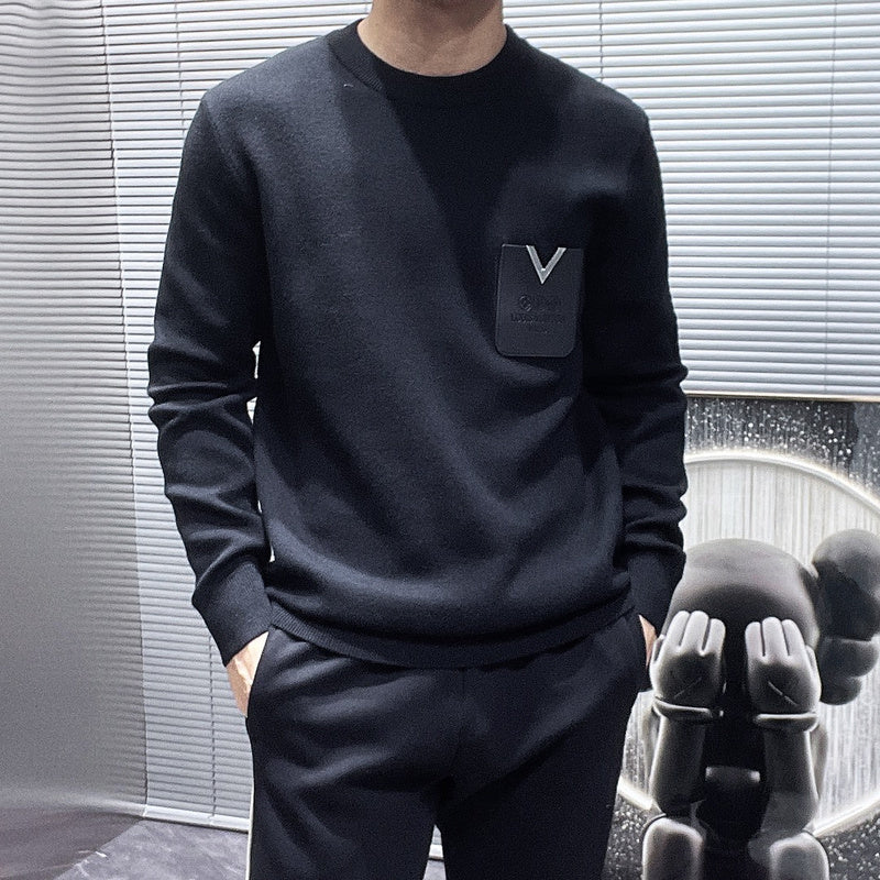 Close-up detail shot of Louis Vuitton luxury clothing with relaxed-fit cut