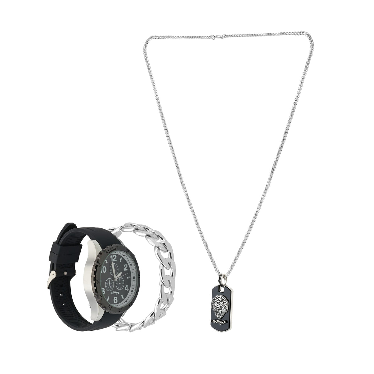 Front view of Ed Hardy men's black watch