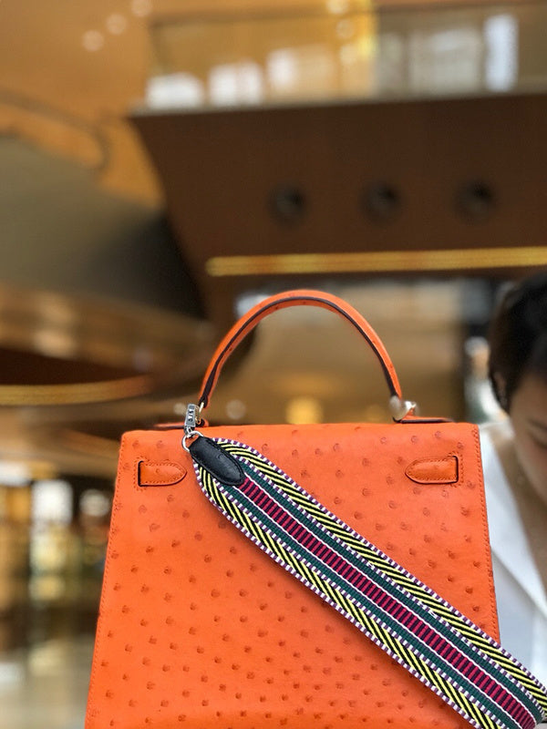 Side view of effortless structured handbag