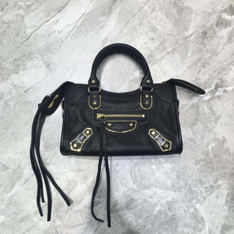 Bold Vegan Leather Handbag - Signature Hardware Accents | Women's Everyday Carry Handbag #690 - back view (image 4) of designer-inspired handbag