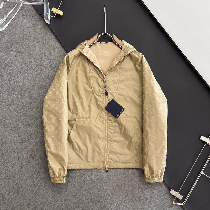 Front view of Louis Vuitton luxury clothing with tailored silhouette