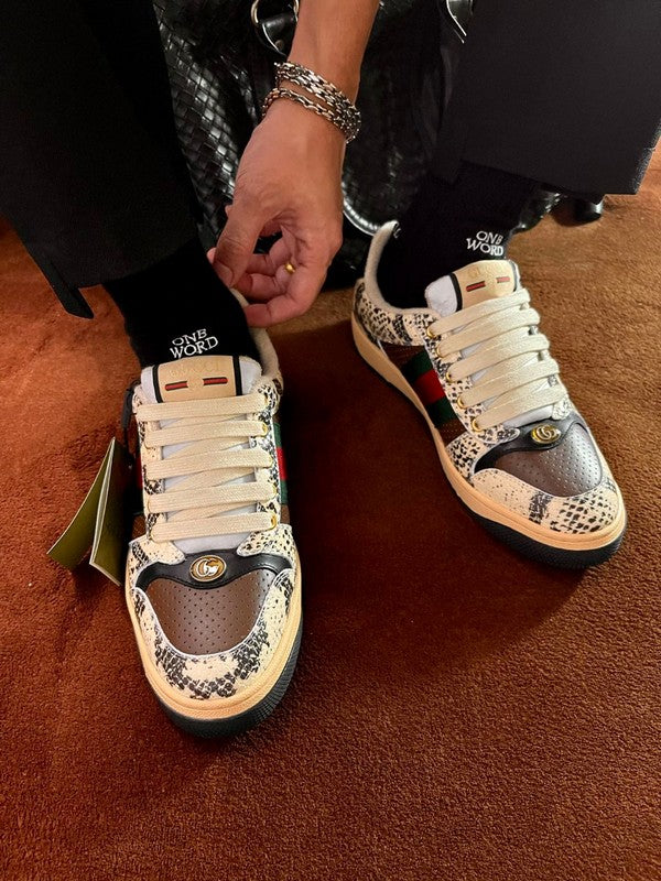 Gucci sneakers detailed view showing premium designer craftsmanship