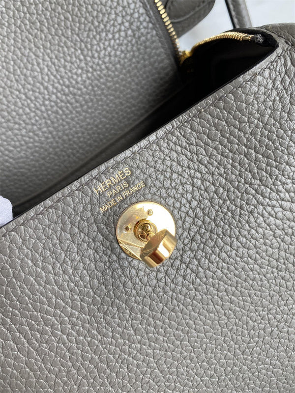 Side view of polished structured handbag