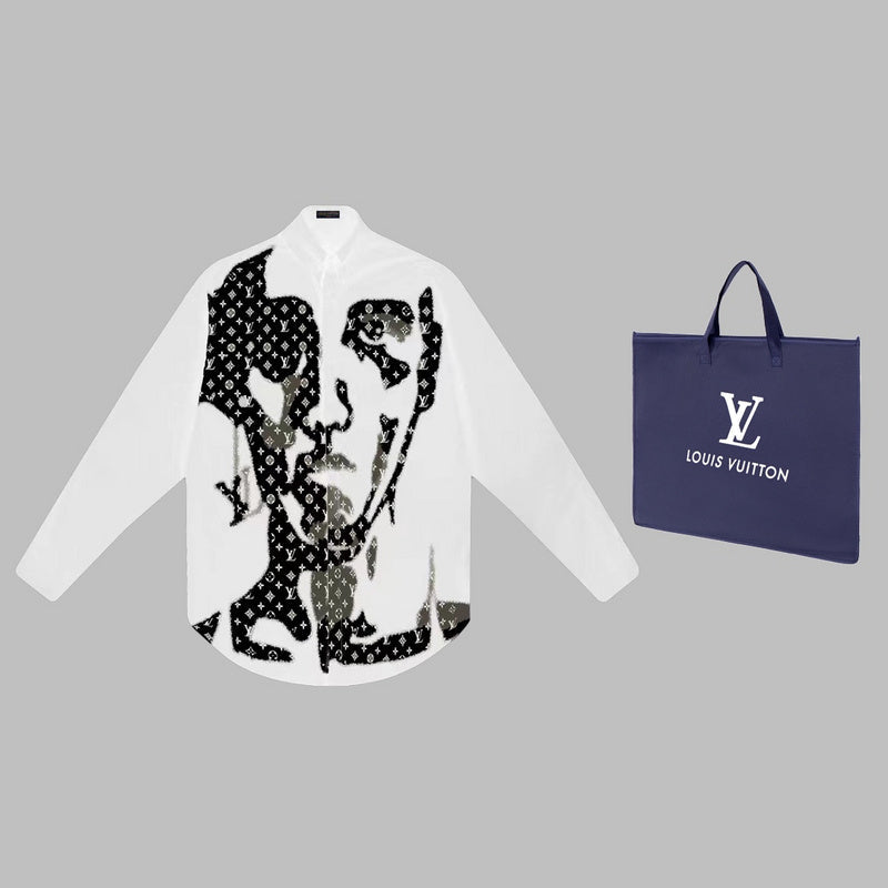Back view of Louis Vuitton luxury clothing with logo-detail design