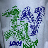 Flat lay presentation of Louis Vuitton cotton t-shirt with runway-inspired design
