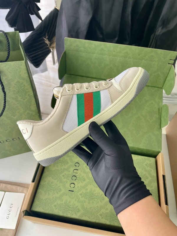 Gucci two-tone luxury sneakers view 8 signature lace-up style