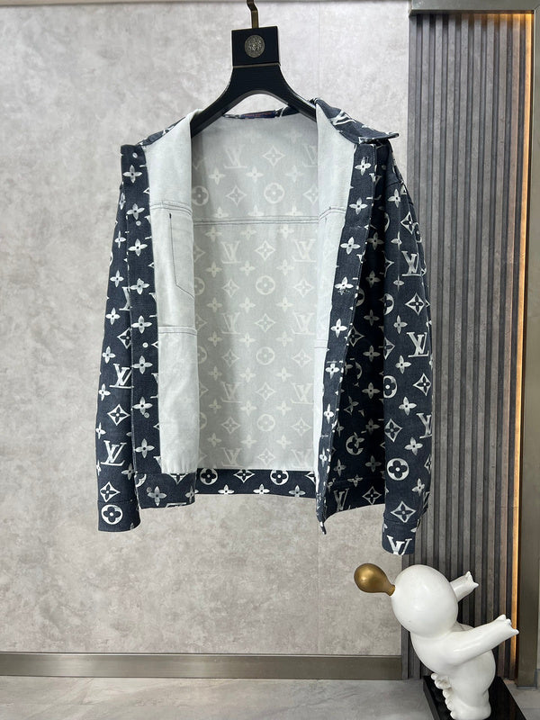 Close-up detail shot of Louis Vuitton luxury clothing with runway-inspired design