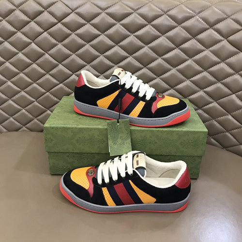 Gucci crisp white luxury sneakers view 11 retro runner design