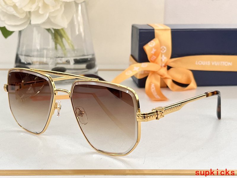 Close-up detail view of Louis Vuitton unisex sunglasses