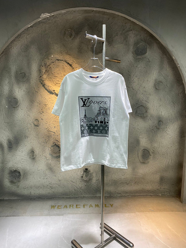 Back view of Louis Vuitton cotton t-shirt with runway-inspired design