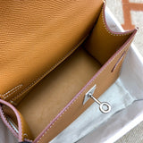 Side view of structured structured handbag
