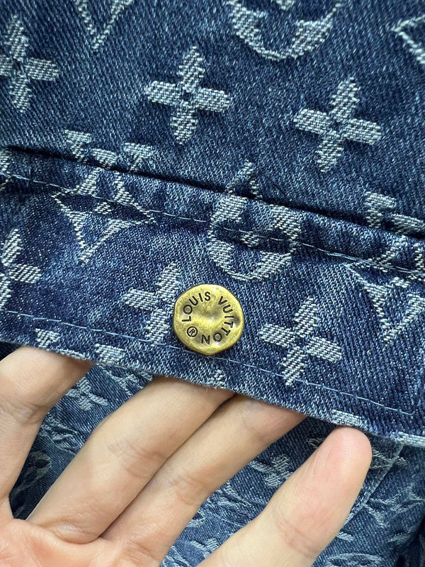 Flat lay presentation of Louis Vuitton luxury clothing with runway-inspired design