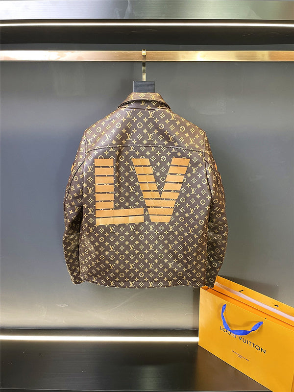 Side profile of Louis Vuitton luxury clothing with runway-inspired design