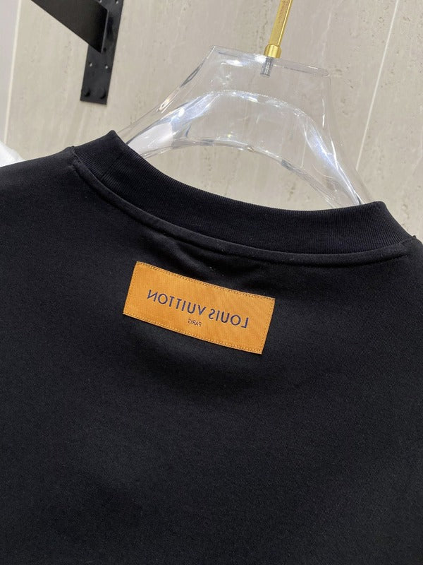 Close-up detail shot of Louis Vuitton cotton t-shirt with everyday silhouette