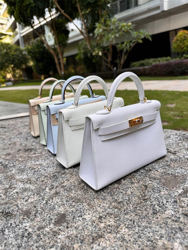 Side view of sophisticated structured handbag