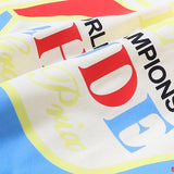 Close-up detail shot of Rhude luxury clothing with runway-inspired design