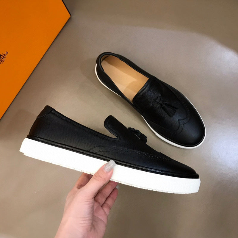 Hermès White Chunky Platform Sneakers - Side Profile View