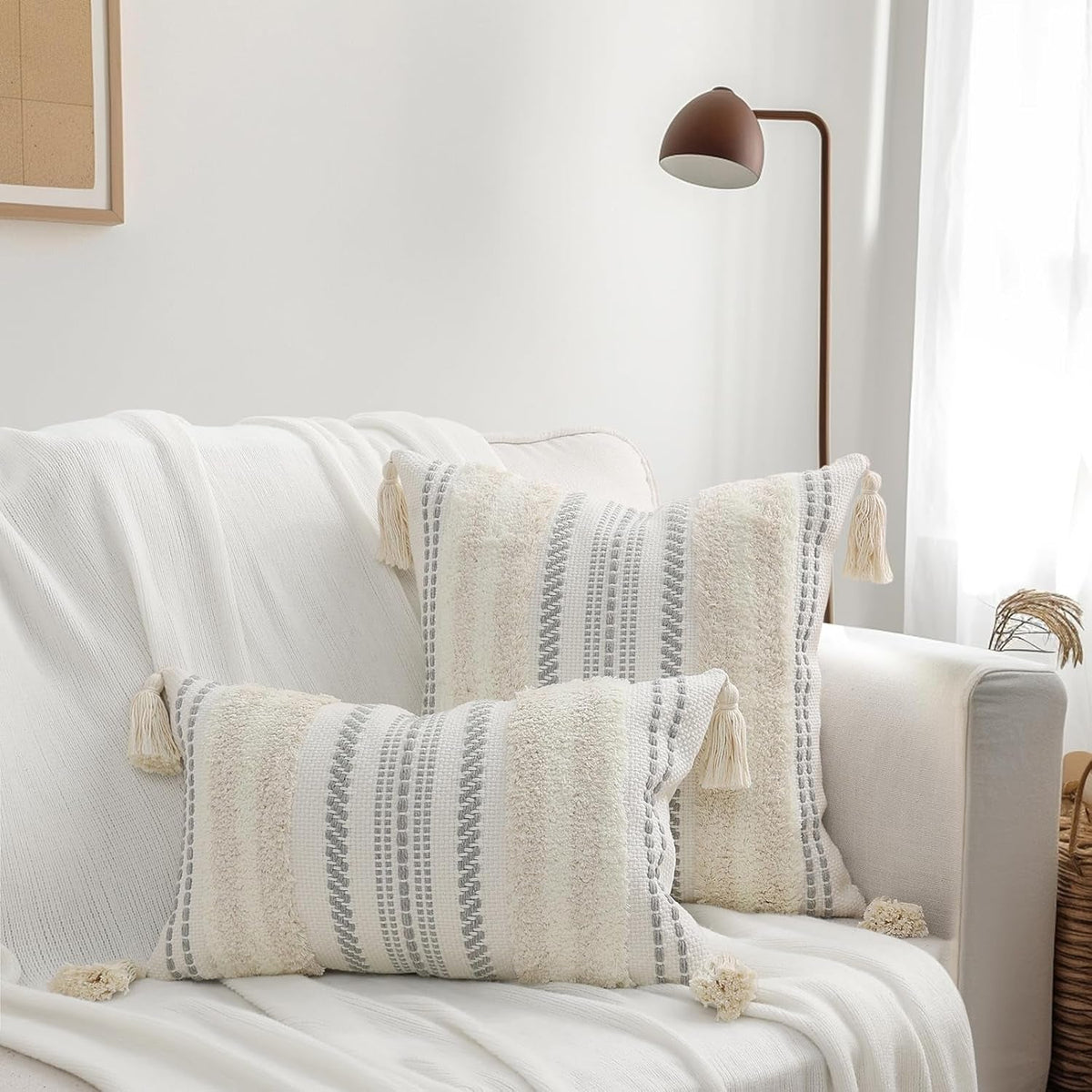 Decorative Boho Throw Pillow Covers 20X20 Set of 2