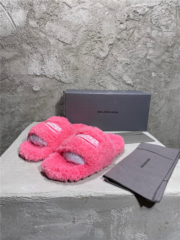 Balenciaga Beige Slide Sandals - Front View