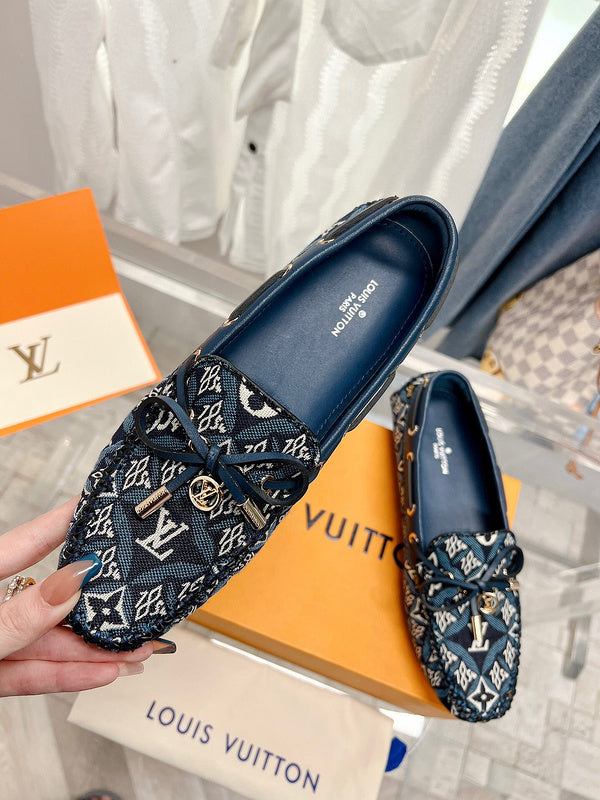 Louis Vuitton Black Classic Ballet Flats - Full Silhouette View