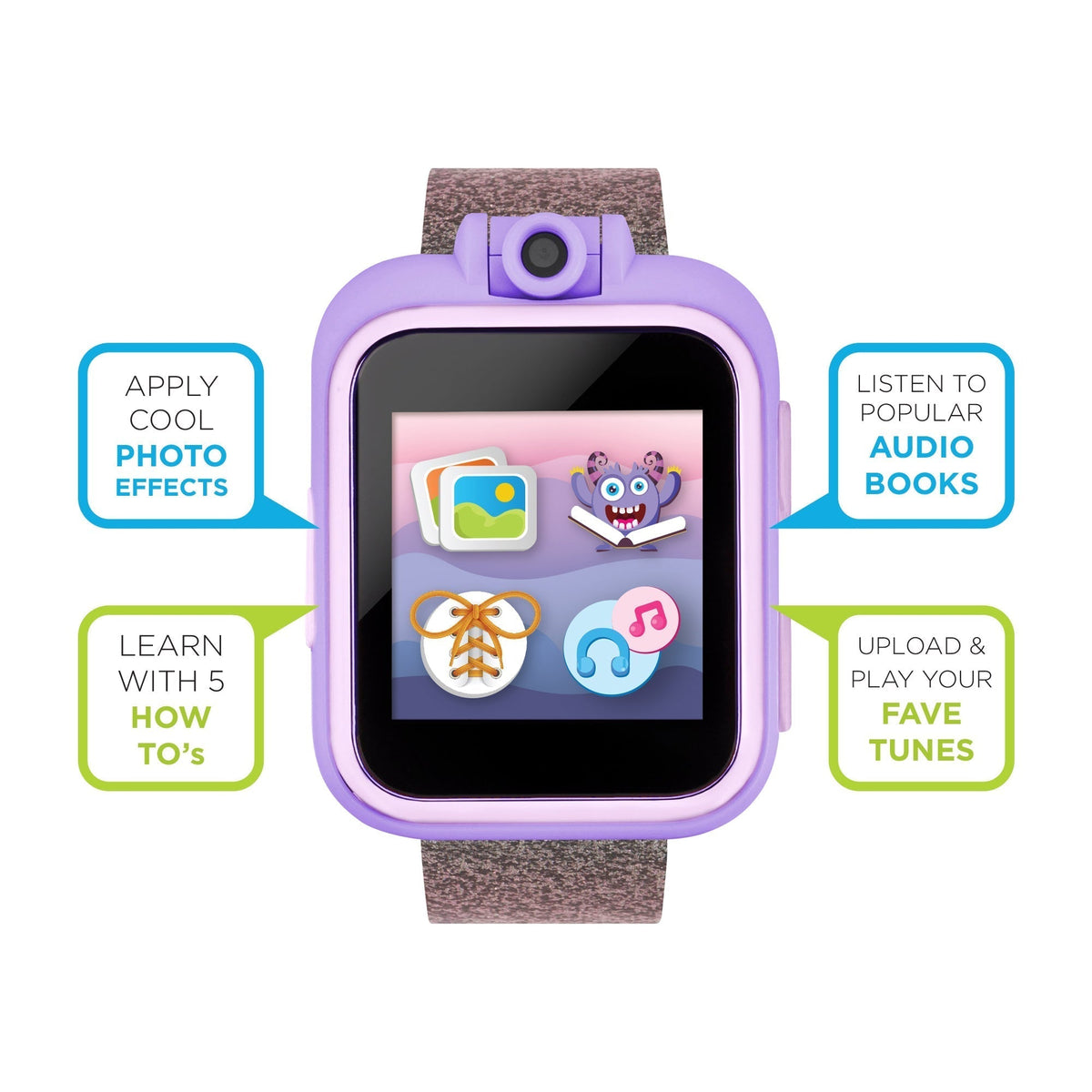 Side view of PlayZoom unisex purple watch