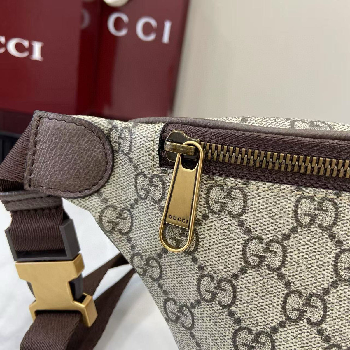 Front view of Gucci Ophidia Small Belt Bag premium belt bag
