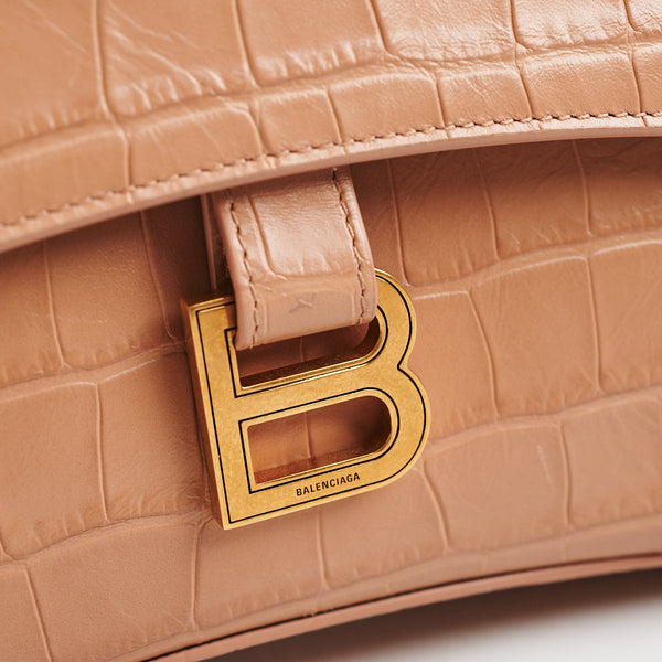 Balenciaga Soft Hourglass Bag Beige Medium Size — Designer Top Handle Bag