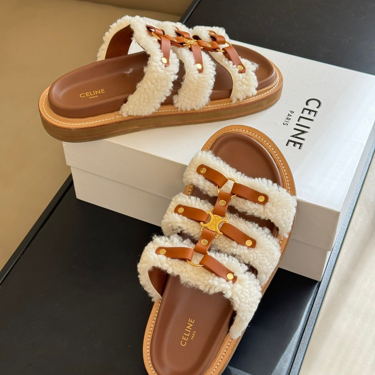 Celine luxury Mules – crafted from premium materials with polished finish
