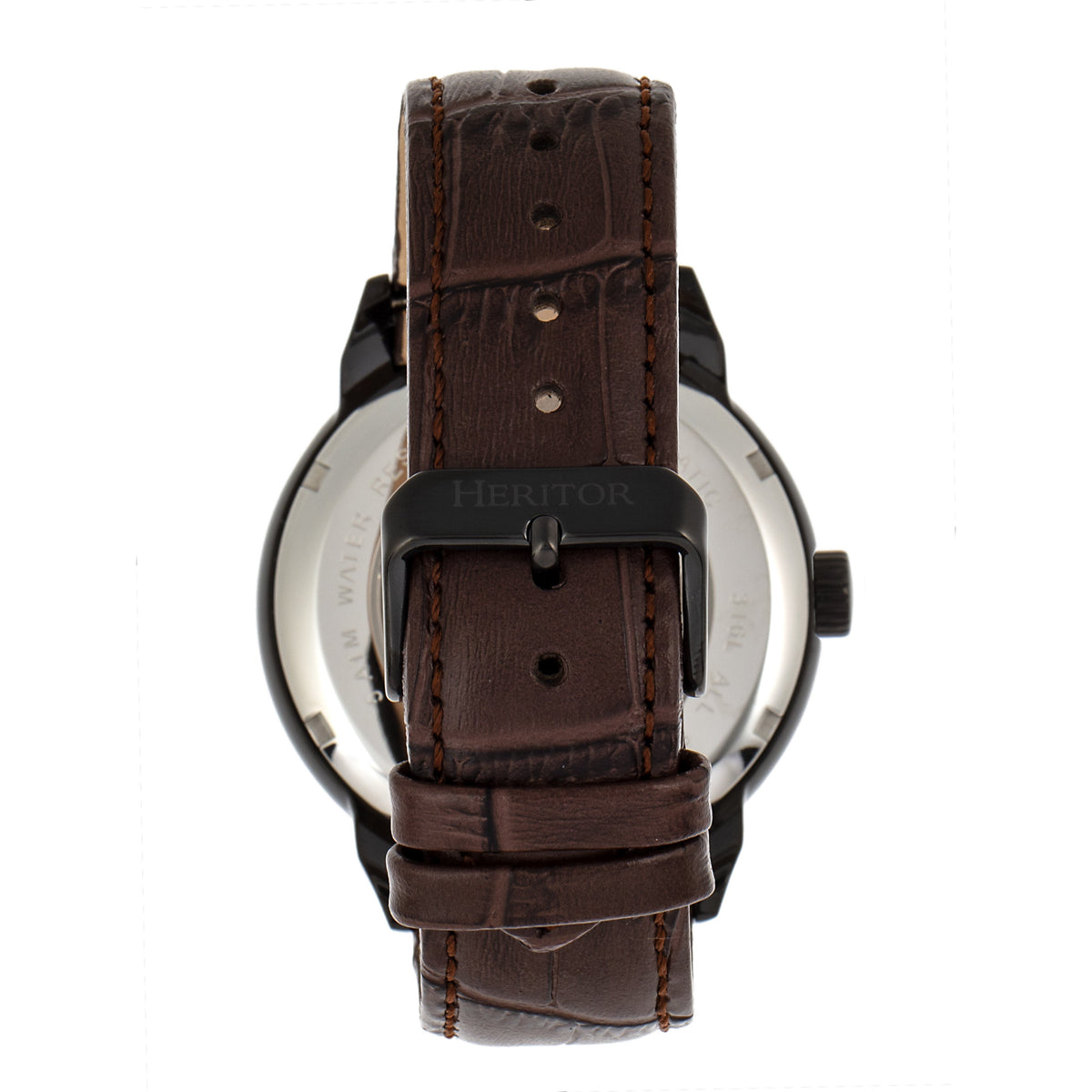 Front view of Heritor Automatic Sanford unisex black watch