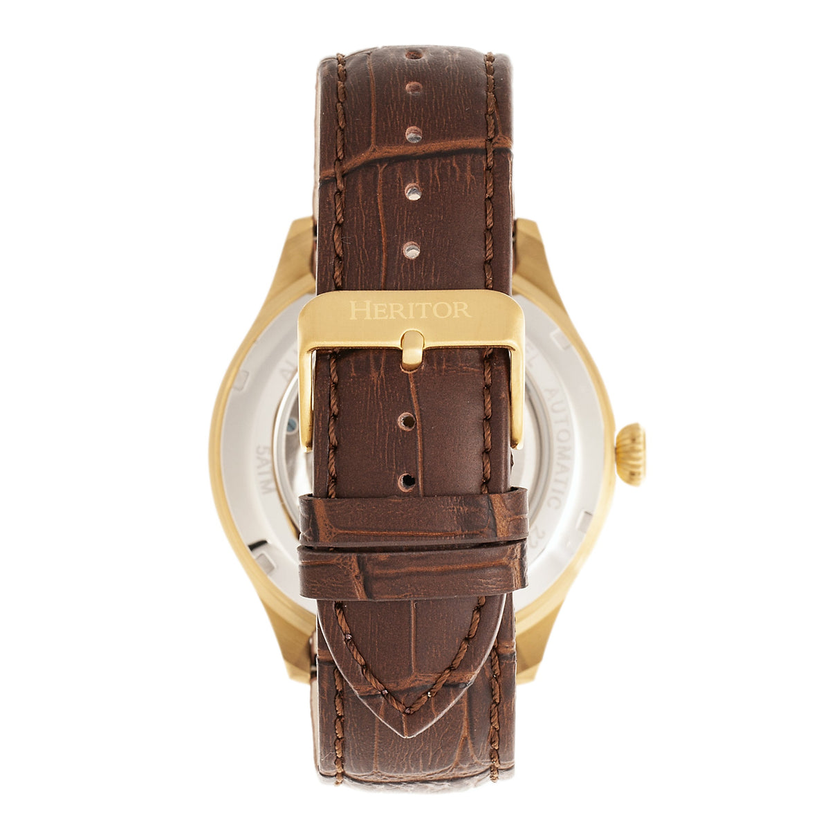 Front view of Heritor Automatic Gregory unisex gold watch
