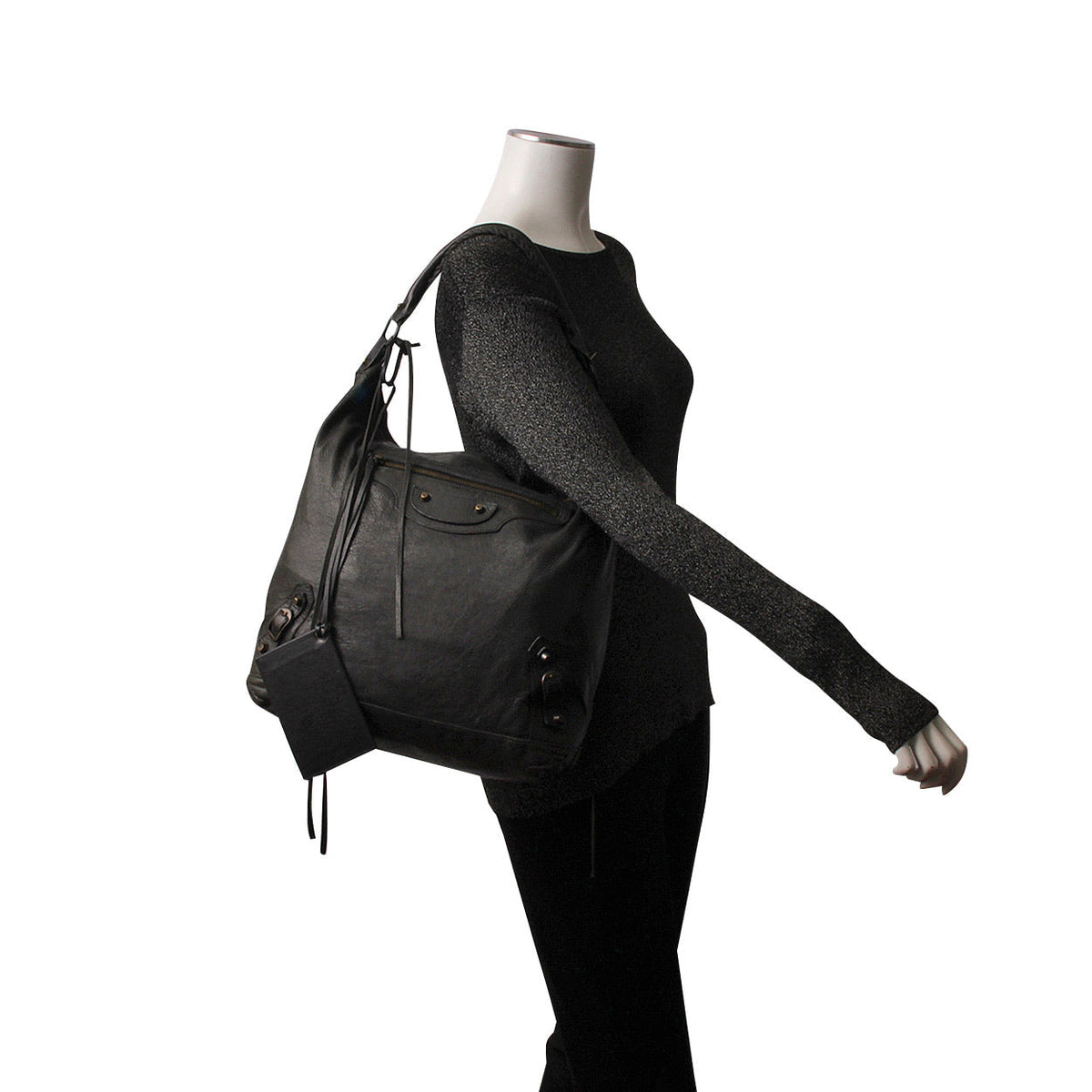 Balenciaga Leather Motor City Bag Black — Designer Leather Handbag