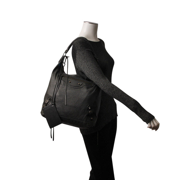 Balenciaga Leather Motor City Bag Black — Designer Leather Handbag