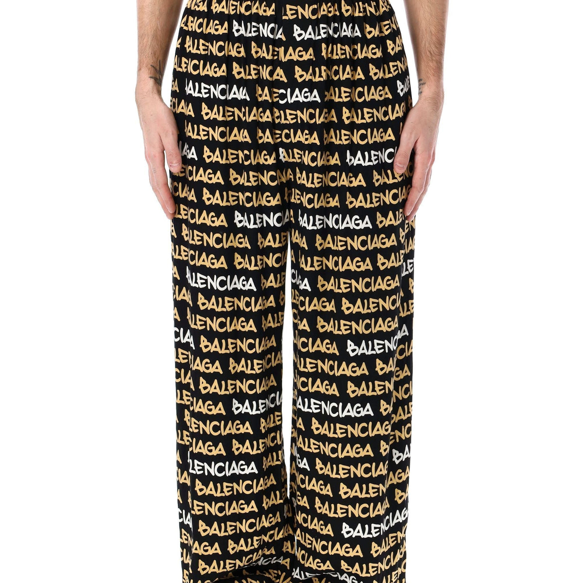 Balenciaga Pants- BALENCIAGA Allover Logo Oversized Pants - Size 48 Tailored Everyday Designer Pants