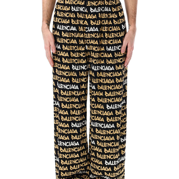 Balenciaga Pants- BALENCIAGA Allover Logo Oversized Pants - Size 48 Tailored Everyday Designer Pants