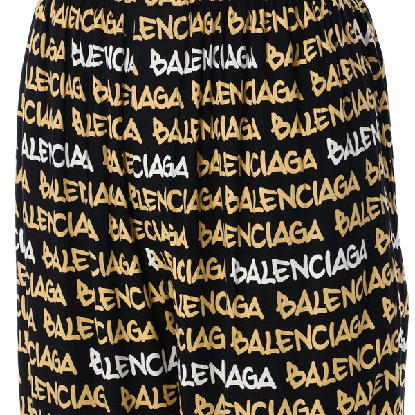 Balenciaga Pants- BALENCIAGA Allover Logo Oversized Pants - Size 48 Tailored Everyday Designer Pants
