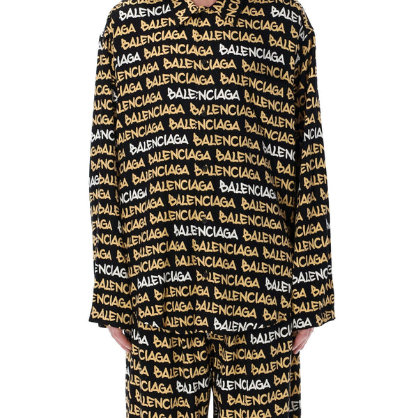Balenciaga Tops? BALENCIAGA Oversized Allover Logo Shirt Premium Designer Casual Top