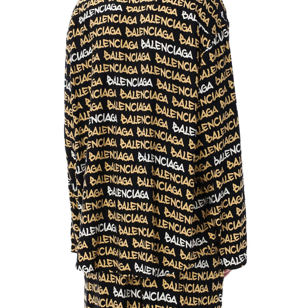 Balenciaga Tops? BALENCIAGA Oversized Allover Logo Shirt Premium Designer Casual Top