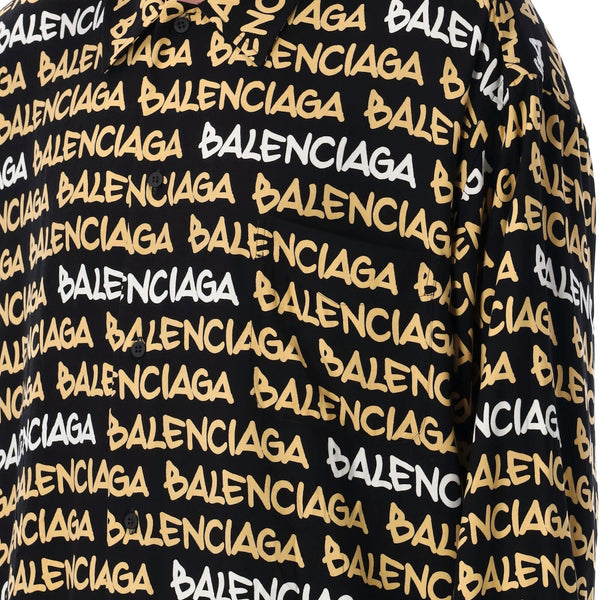 Balenciaga Tops? BALENCIAGA Oversized Allover Logo Shirt Premium Designer Casual Top