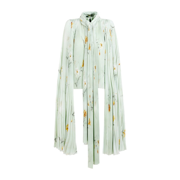 Balenciaga Tops? BALENCIAGA Chic Pleated Blouse with Padded Shoulders Elegant Everyday Designer Top