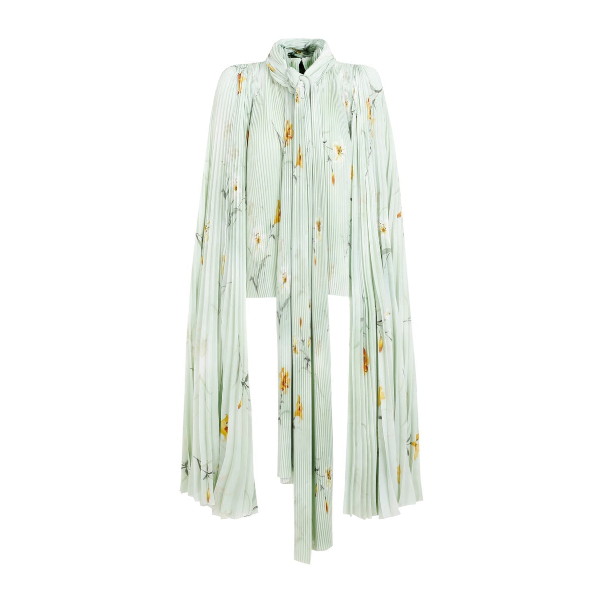 Balenciaga Tops- BALENCIAGA Chic Pleated Blouse with Padded Shoulders Premium Designer Casual Top
