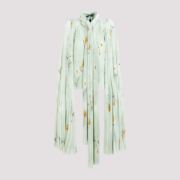 Balenciaga Tops- BALENCIAGA Chic Pleated Blouse with Padded Shoulders Premium Designer Casual Top
